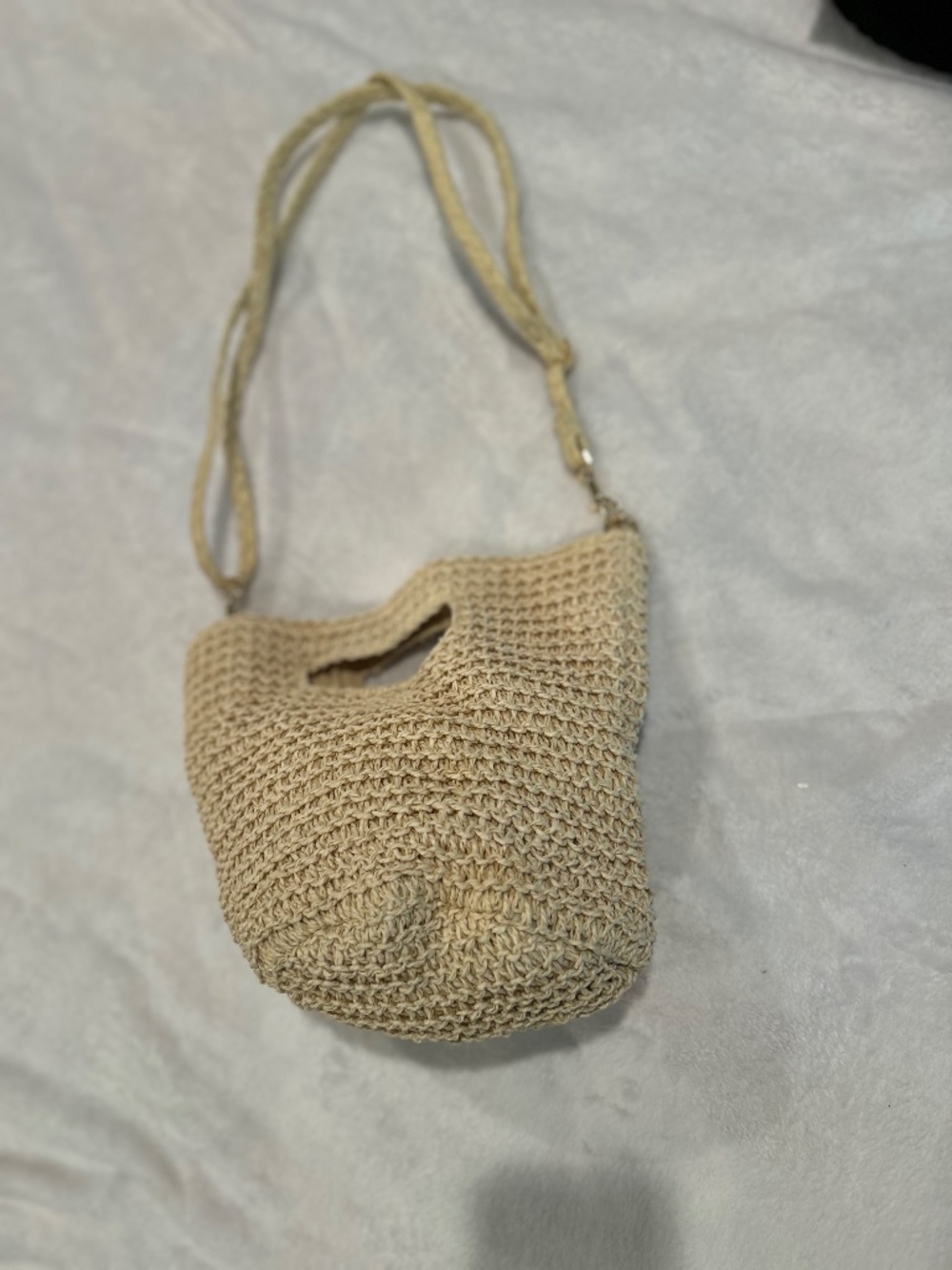 Woven Straw Raffia Cutout Handle Crossbody Beach Handbag Universal Thread - Picture 6 of 10